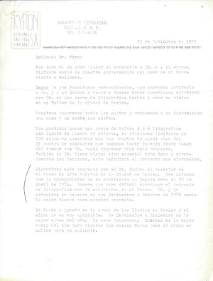 Maschinenschriftlicher Brief mit eigenhändiger Unterschrift an Joan Miro / Typewritten letter wit...