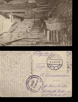 Feldpostak 1918 nach Zörbig mit violettem Rundstempel "Feldluftschifferabteilung 12", Knick