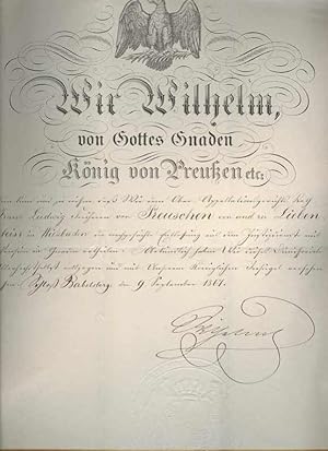 Wilhelm König v. Preußen Unterschrift auf Dimissoriale 1867 m. Siegel und Übersendungsschreiben a...