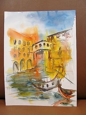 Venedig. Die Seufzerbrücke. Original-Aquarell. auf Karton.