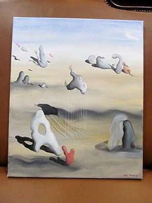 Abstrakte Komposition im Stil von Yves Tanguy. Öl auf Leinwand.