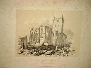 Die Petri-Kirche von der Paulstrasse. Getönte Lithographie von Otto Speckter. ( Hamburger Brand 1...