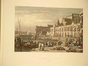 Marina of Valetta. Malta. Altkolorierter Stahlstich von W.Finden nach Prout und Allen um 1850.