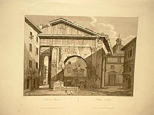 Portico di Ottavia - Portique d`Octavie. Kupferstich auf Büttenpapier aus dem Jahr 1826.