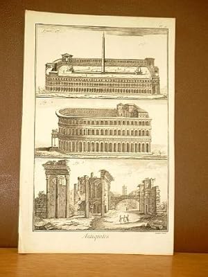 Der Circus des Caracalla - Theater des Augustus - Forum oder Markt von Merva. ( Kupferstich von B...