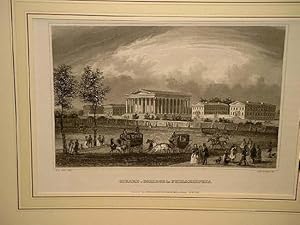 Philadelphia: " Girard- College in Philadephia ". Stahlstich um 1840.