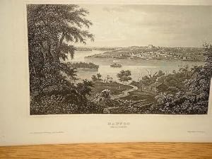 Nauvoo. Mississippi. Gesamtansicht über den Mississippi. Stahlstich um 1840.