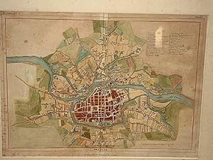 Breslau - Stadtplan: Altkolorierte Lithographie um 1830.