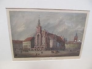 Das Rathaus in Frankfurt an der Oder. Altkolorierter Stahlstich um 1850.