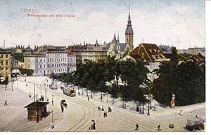 Postkarte. Leipzig - Fleischerplatz und altes Theater