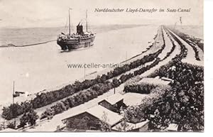 Postkarte. Norddeutscher Lloyd-Dampfer im Suez-Canal