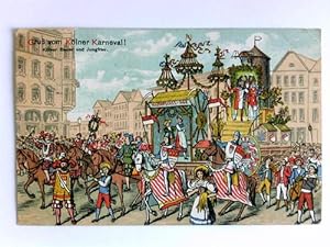 Postkarte: Gruß vom Kölner Karneval! Kölner Bauer und Jungfrau