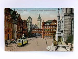 Postkarte: Frankfurt a. M. - Paulsplatz mit Rathaus und Einheits-Denkmal