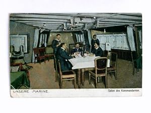 Postkarte: Unsere Marine. Salon des Kommandanten