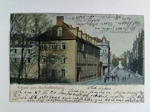 Postkarte: Gruss aus Aschaffenburg. Institut Engl. Fräulein - Luitpoldstrasse