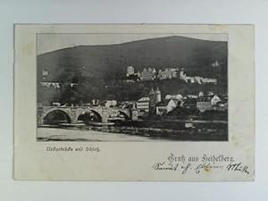 Postkarte: Gruss aus Heidelberg - Neckarbrücke und Schloß