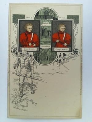Künstler-Postkarte mit Bildern aus dem Sachsenlande. Serie I u. II: 8. Juli 1455, Blockhaus Fürst...