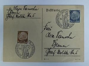 Postkarte mit 2 Sonderstempeln: Tag der Deutschen Kunst MCMXXXIX, 16.7.1939. München - Hauptstadt...