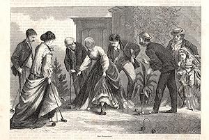 Teniers um 1850 Puff-Spiel Originaler Stahlstich von French n Backgammon