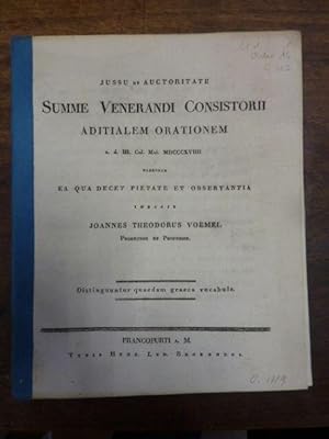 Distinguuntur quaedam graeca vocabula, Jussu et auctoritate summe vernerandi consistorii aditiale...