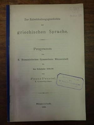 Zur Entwicklungsgeschichte der griechischen Sprache, Programm des Königlichen Humanistischen Gymn...