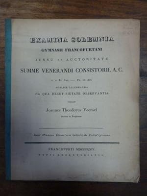 Inest Weberi Dissertatio Initialis de Critica tyranno, Examina solemnia Gymnasii Francofurtani ju...