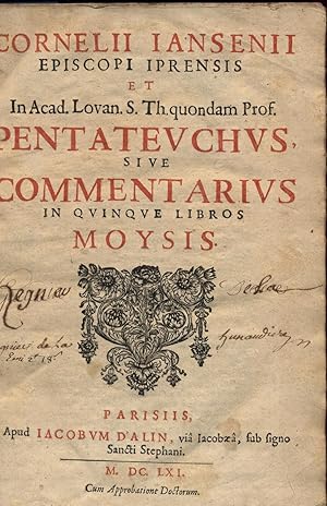 Pentateuchus, sive commentarius in quinque libros Moysis.