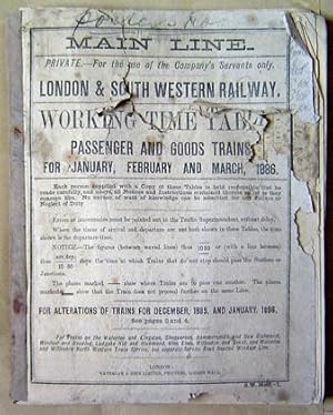 MAIN LINE. LONDON AND SOUTH WESTERN RAILWAY WORKING TIME TABLES, PASSENGER AND GOODS TRAINS FOR J...