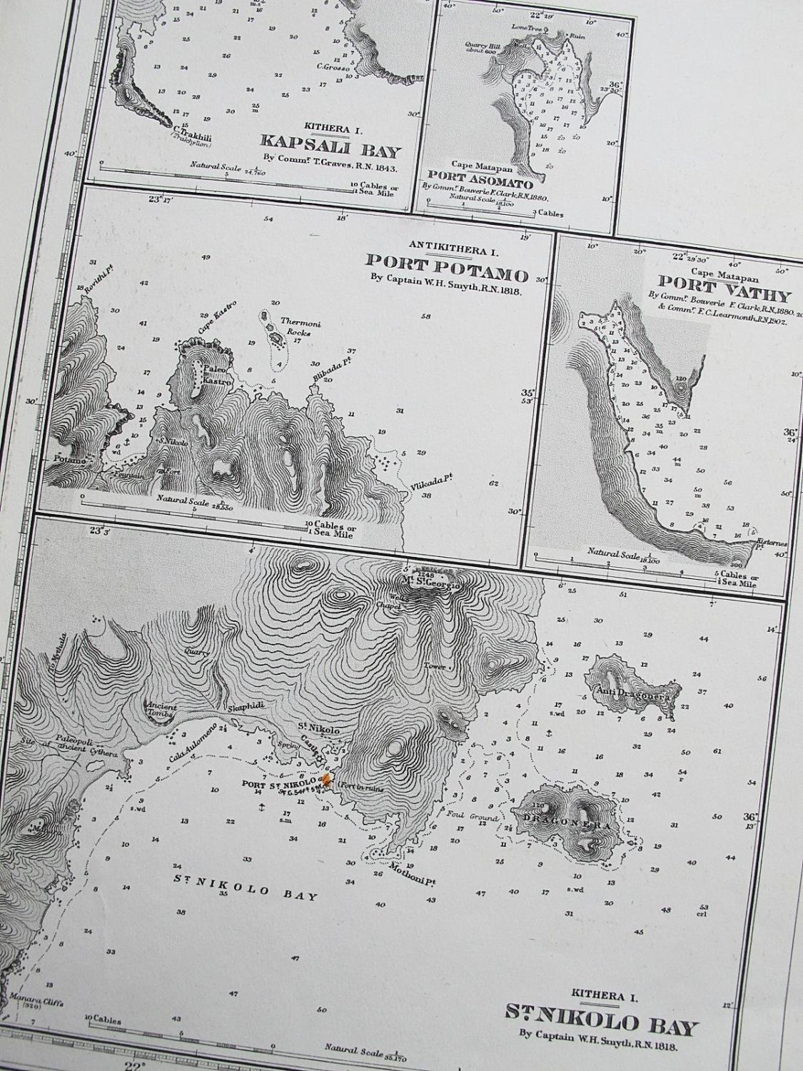 1902 greece venetico to spezzia greek penisular vintage admiralty charts greece