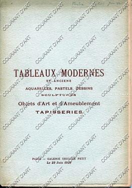 TABLEAUX MODERNES ET ANCIENS. AQUARELLES. PASTELS. DESSINS. SCULPTURES. OBJETS D'ART ET D'AMEUBLE...