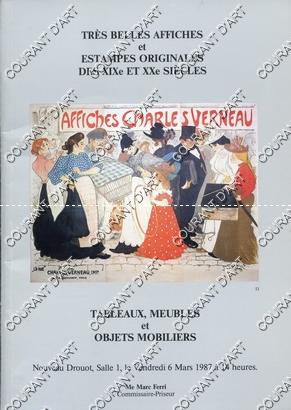 TRES BELLES AFFICHES ET ESTAMPES ORIGINALES DES XIXE ET XXE SIECLES. TABLEAUX, MEUBLES ET OBJETS ...