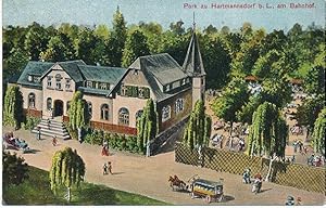 AK, alte farbige Postkarte vom Park zu Hartmannsdorf bei Limbach am Bahnhof. Gelaufen mit Bahnpos...