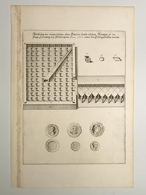 Ansicht eines römischen Heizraumes (Hypokaustum) im Amt Stromberg bei Windesheim. Aus:Topographia Platinatus Rheni. Tafel 41.