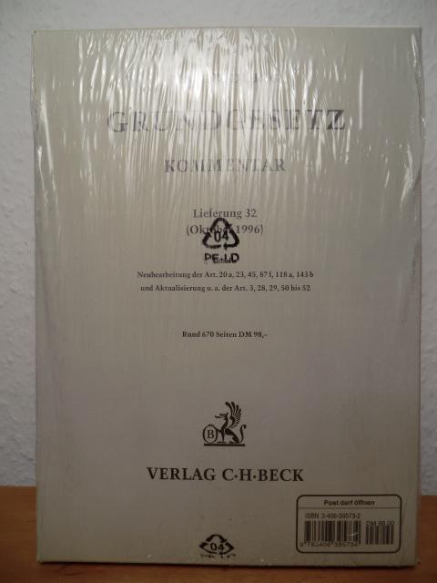 Maunz-Dürig. Grundgesetz. Kommentar. Lieferung 32 (Oktober 1996). Inhalt: Neubearbeitung der Artikel 20 a, 23, 45, 87 f, 118 a, 143 b und Aktualisierung u.a. der Artikel 3, 28, 29, 50 bis 52 - originalverschweißtes Exemplar - Maunz-Dürig