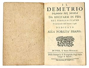 Il Demetrio dramma per musica da recitarsi in Pisa nel pubblico teatro il carnevale dell'anno 174...