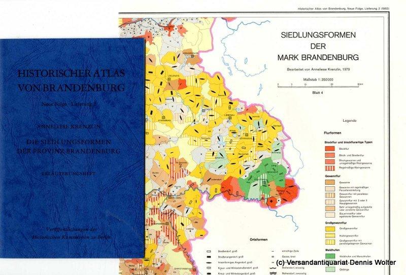 Die Siedlungsformen der Provinz Brandenburg. Erläuterungsheft + Kartenband. So komplett!