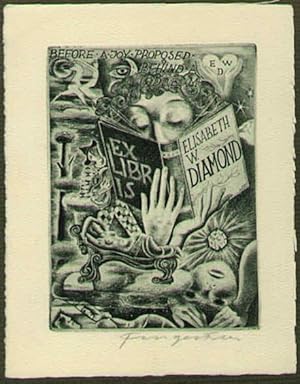 Exlibris für Elizabeth W. Diamond. "Before a Joy proposed behind a Dream"