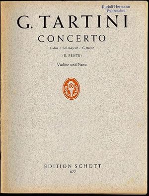 - Concerto (Sol-majeur / G-dur) für Violine und Piano - Edition Schott Nr. 877 - nach alten Manus...