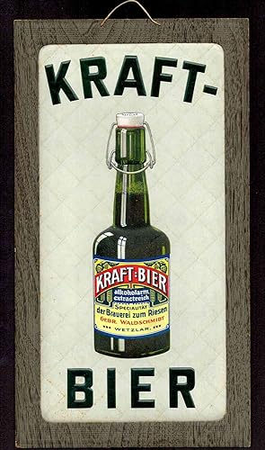 Werbeschild "Kraft-Bier" (Pappschild mit erhabener Prägung, Druck in Lithographie)