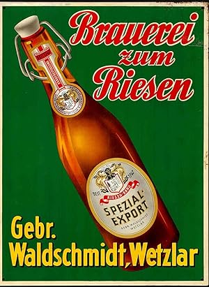Blech-Werbeschild "Spezial-Export" (Brauerei zum Riesen- Gebr. Waldschmidt, Wetzlar).