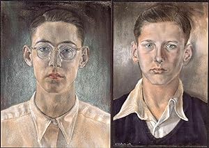 Zwei farbige Portrait-Zeichnungen junger Männer unbekannter Herkunft.