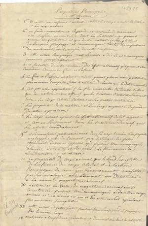 27 propositions magnétiques MANUSCRIT (précieux exemplaire de la collection René Sémelaigne)