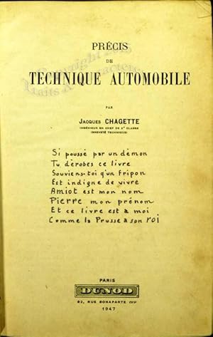 Précis de technique automobile.