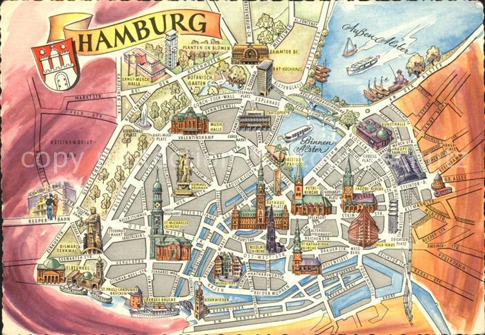 Hamburg Stadtplan Sehenswurdigkeiten Zvab