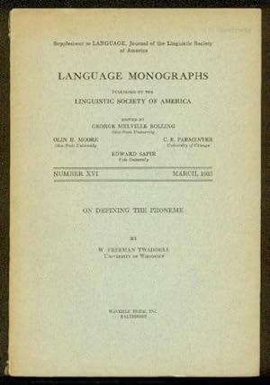 On Defining the Phoneme. Language Monographs, Number XVI March 1935.