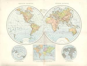 Westliche und Östliche Halbkugel, Wasser-Halbkugel, Land-Halbkugel, Die fünf Erdtheile in Mercato...