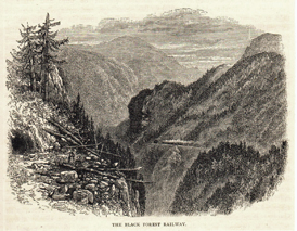 Eisenbahn Schwarzwald Original Stich 1880 Engraving