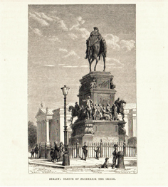 Berlin Denkmal König Friedrich II. " Der Große " Preußen Alter Fritz Original Stich 1880 Engraving