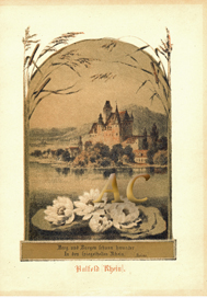 Burg Aalfeld gedicht Heine Rheinland Original Chromolithographie 1880