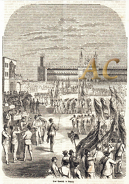 Das Turnfest in Leipzig Sachsen Original Stich 1863 Engraving